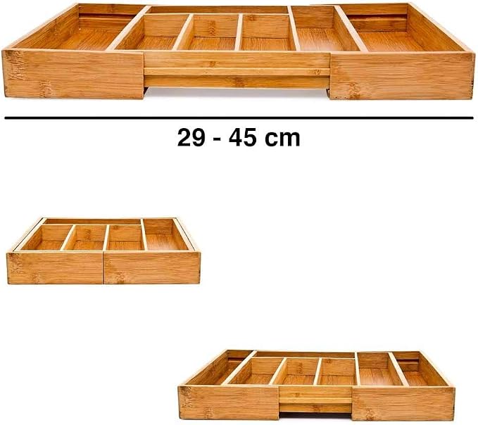BAKAJI Drawer Cutlery Tray 33.5 x 29 x 5 cm Bamboo Naturale - Image 9