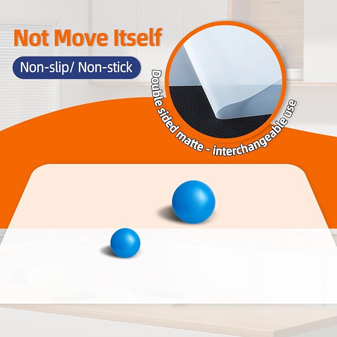 Silicone Mats for Kitchen Counter, Table & Desk, 47"x23" Heat Resistant Countertop Protector, Non-Slip Baking Pad, Dishwasher Safe - No Crease & White Translucent, Warome - Image 9