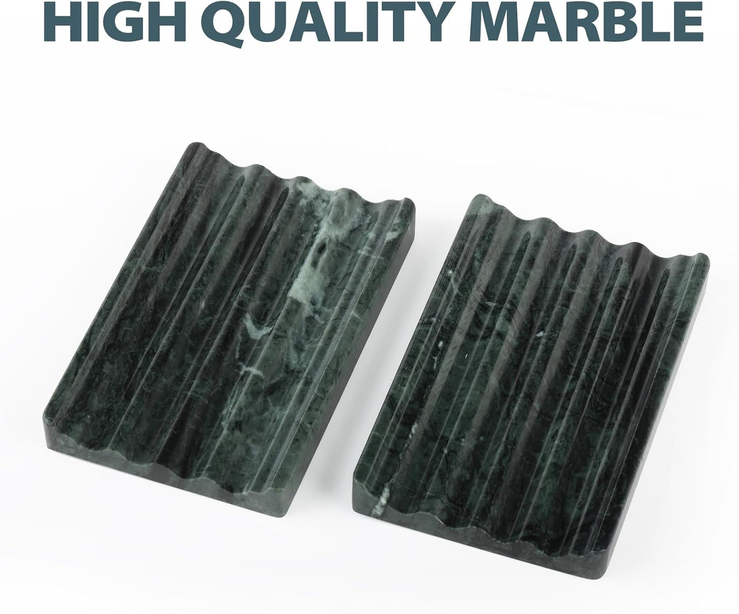 Marble Soap Dish, Soap Holder for Shower, Green Bar Soap Holder with Water Ripple Design, Easy Cleaning Stone Soap Saver for Kitchen Sink,Bathroom, Executive Indian Natural Stone Soap Tray