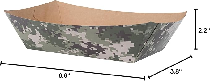 Restaurantware-Bio Tek 2 Pound Food Trays, 50 Disposable Paper Food Trays - Heavy-Duty, Greaseproof, Camouflage Paper Boats, For Snacks, Appetizers, Or Treats, Use At Parties Or Carnivals - Image 16