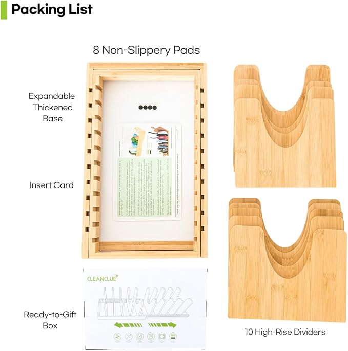 Pots and Pans Organizer under Cabinet Expandable Bamboo Pot Lid Holder Rack - Image 9