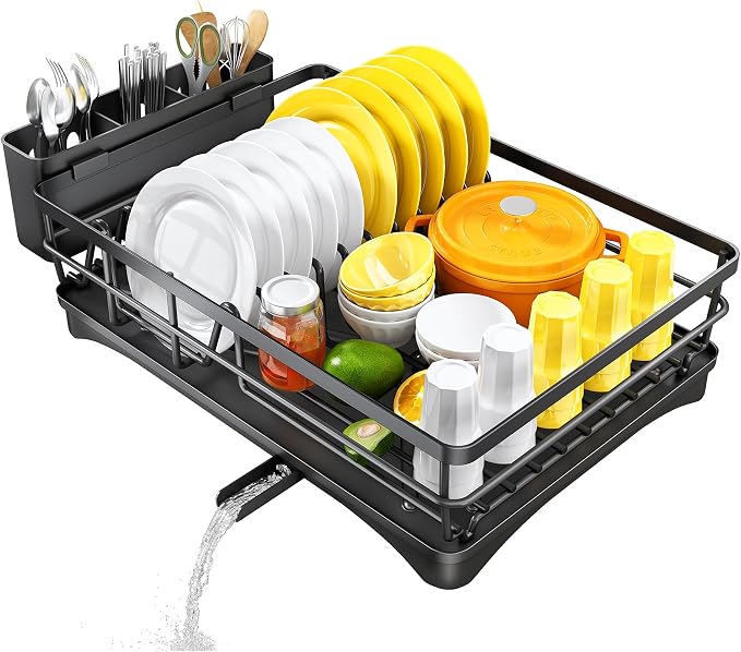 SNTD Dish Drying Rack for Kitchen Counter, 11.8" W x 16.7" L, Black - Image 9