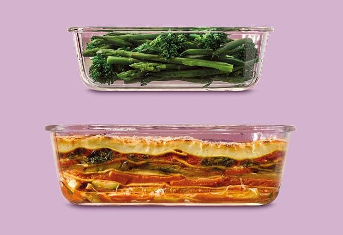 LocknLock Eco Ovenglass Glass Food Containers with Lids Set of 3 - Airtight, Leakproof Square Food Storage Containers with Recycled Plastic Lids, Oven Safe, Dishwasher Safe, 3 x 750ml, Assorted Colors - Image 6
