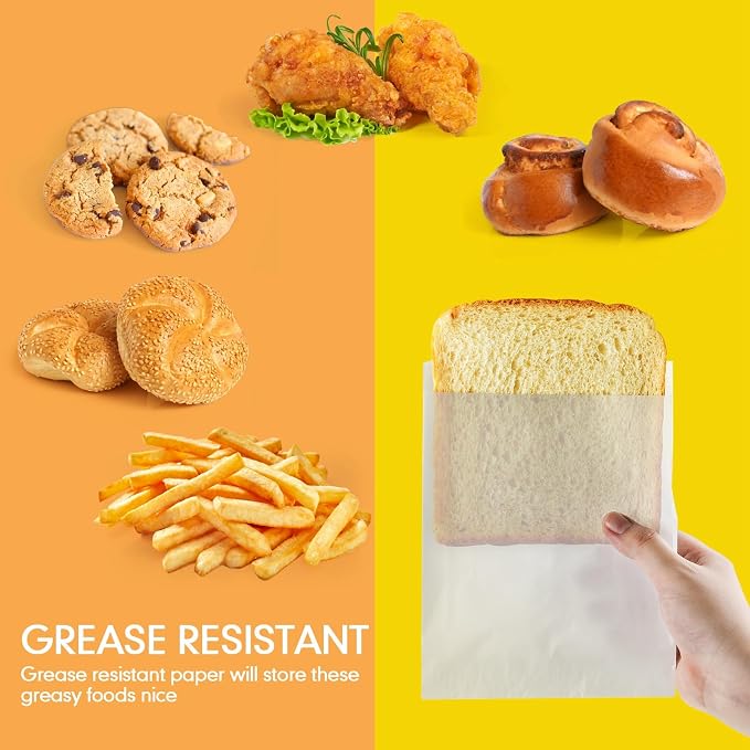 Zubebe 2800 Pcs Paper Sandwich Bags 7 x 6 x 1 Inch Wet Wax Glassine Paper Grease Resistant White Semi Translucent Bags for Bakery Cookies Candy Snacks French Fries - Image 5