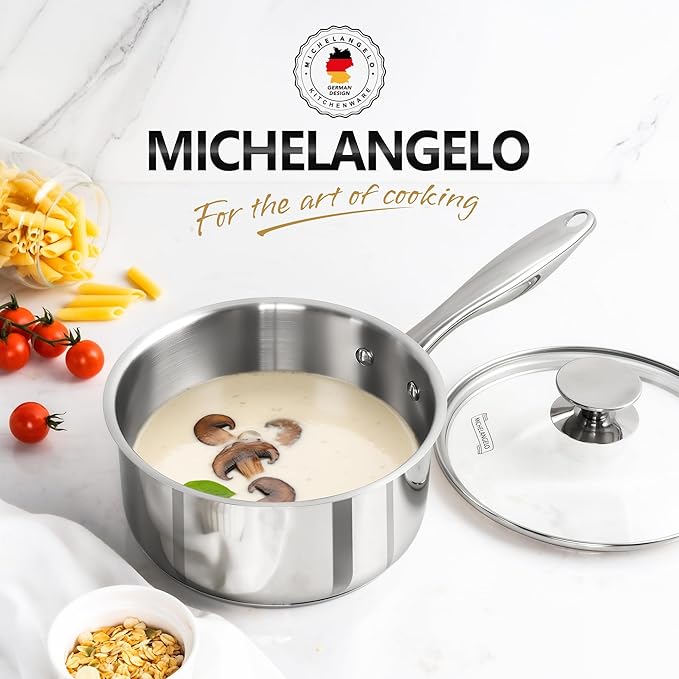 MICHELANGELO 1.5 Quart Saucepan with Lid, Triply Thick Bottom Sauce Pan Stainless Steel Saucepan 1.5 QT, Nonstick Sauce Pot, Induction Compatible - Image 7