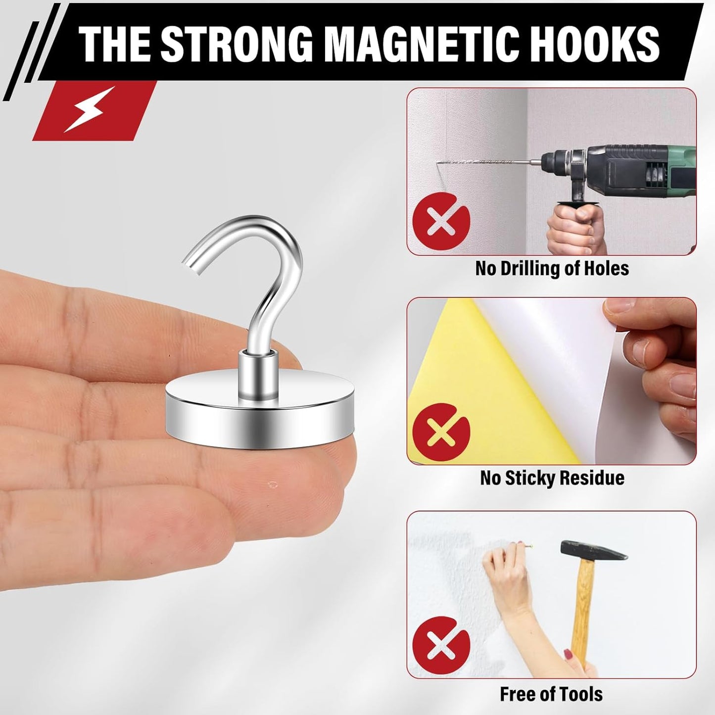 Magnetic Hooks, 2025 Cruise Cabins Ship Essentials 110Lbs Strong Heavy Duty Magnets 12Pcs Magnet Hook for Classroom Home Refrigerator Door Fridge Camping Hanging