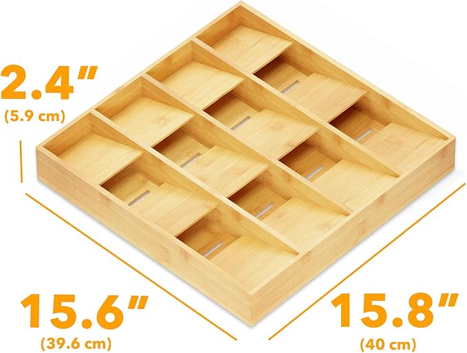 SpaceAid Bamboo Silverware Drawer Organizer with Labels, Kitchen Utensil Tray Holder Organizer for Flatware, Cutlery, Spoon and Knives Drawer Storage Organization (12 Slots) - Image 7