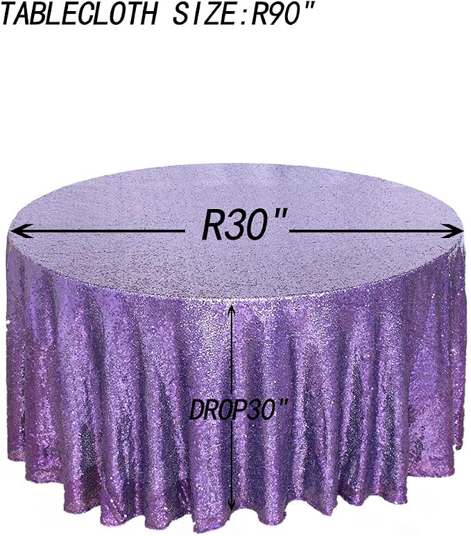 JYFLZQ Purple Sequin Tablecloth, Glitter Party Table Cover 90 Inch Round - Image 9