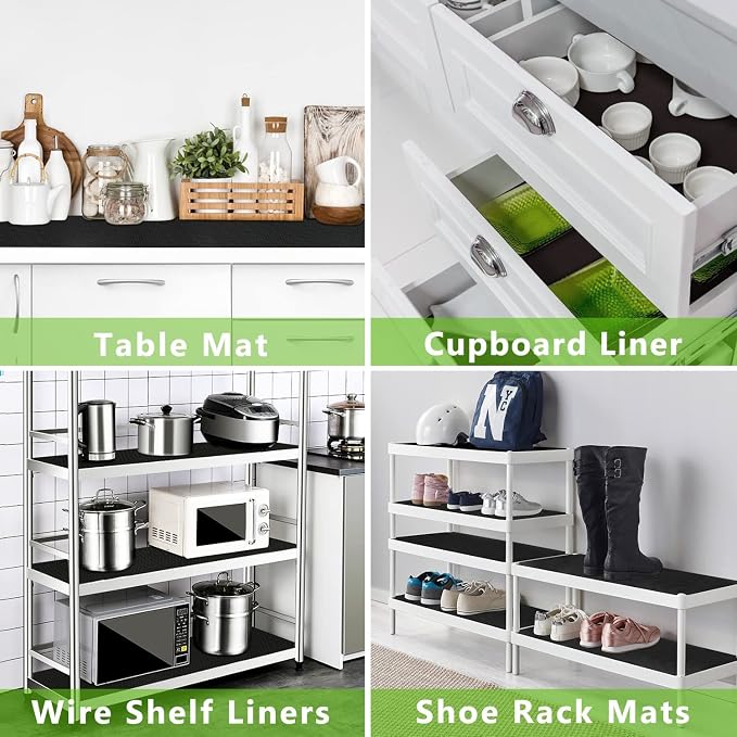 WochiTV Shelf Liner for Cabinets, Drawer 23.6 Inch x 15 Feet, Non Adhesive EVA Plastic Waterproof Protectors Mats for Kitchen, Pantry, Bathroom Closet, Cupboard, Black - Image 7