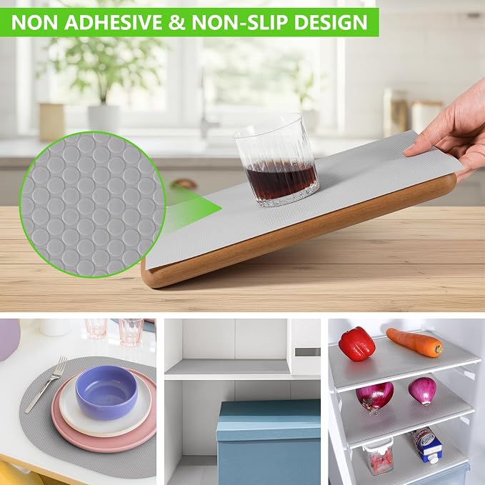 Kitchen Shelf Liner Non Adhensive,Cabinet Drawer Mat Gray 17.5"× 236.2" - Image 9