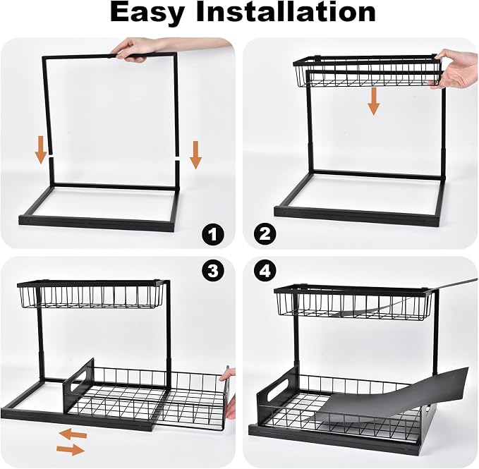 REALINN Under Sink Organizer, L-Shaped Pull Out Cabinet Organizer, Kitchen - Image 7