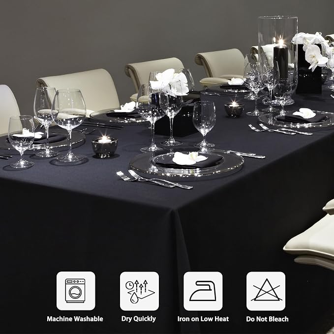 12 Pack Black Tablecloths Rectangle 60 x 102 Inch for 6 Foot Tables - Image 7