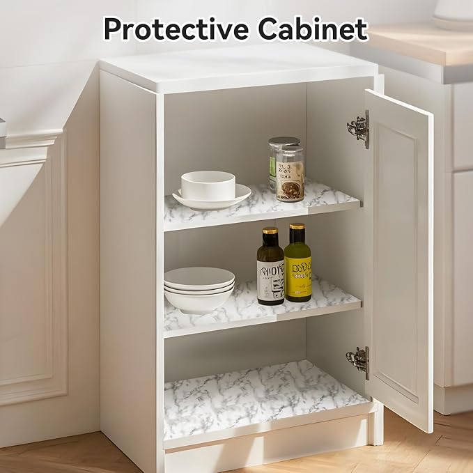 Viseeko Shelf and Drawer Liner for Kitchen Cabinet, Marble, 18in x 30ft - Image 7