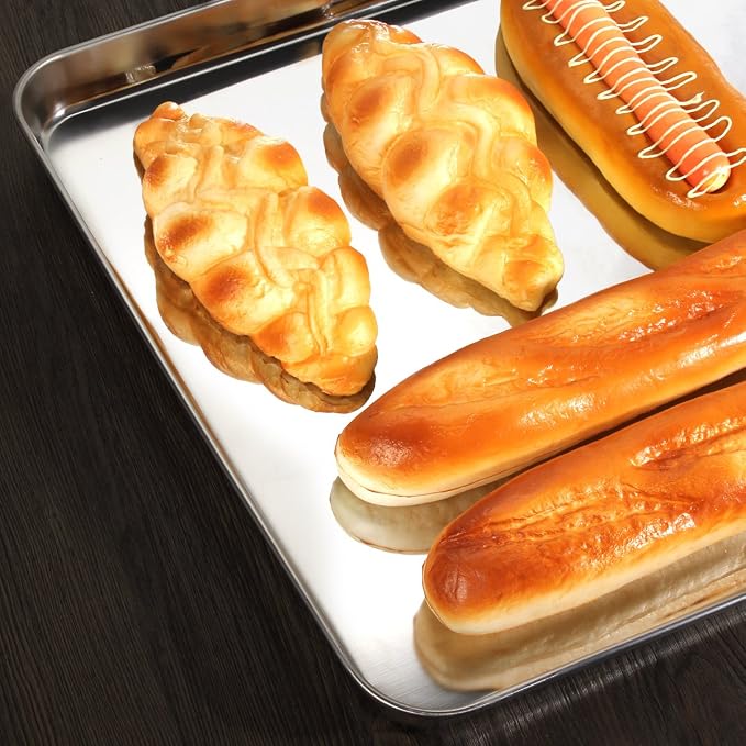 Baking Sheet Set of 5, Stainless Steel 5 Piece Cookie Sheet, Toaster Oven Baking Pan Set, Rectangle Size 16 x 12 x 1 inch, Healthy, Mirror Finish, Rust Free, Dishwasher Safe - Image 8