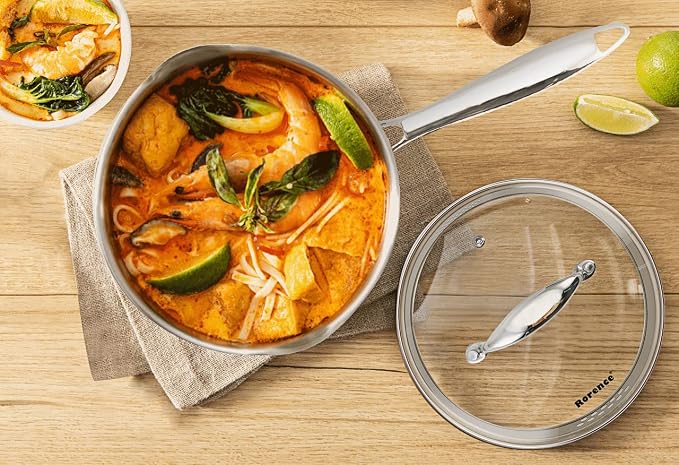 Rorence 3-Quart Saucepan with Lid, Stainless Steel Cooking Pot - Image 6