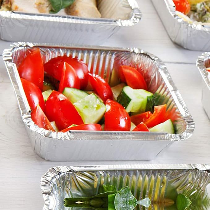 Tiger Chef Aluminum Foil Pans - Disposable Freezer to Oven Safe Containers for Takeout, Baking, Cooking, Storing and Freezing (60, 1 Lb with Dome Lids) - Image 8