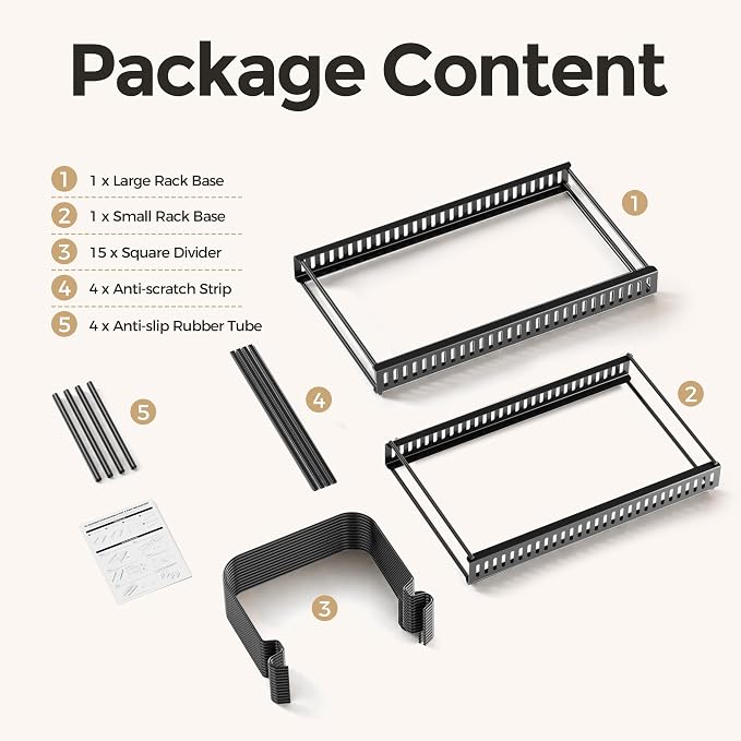 MUDEELA Expandable Cutting Board Organizer Pot Lids Rack 15 Dividers 1-Pack - Image 9