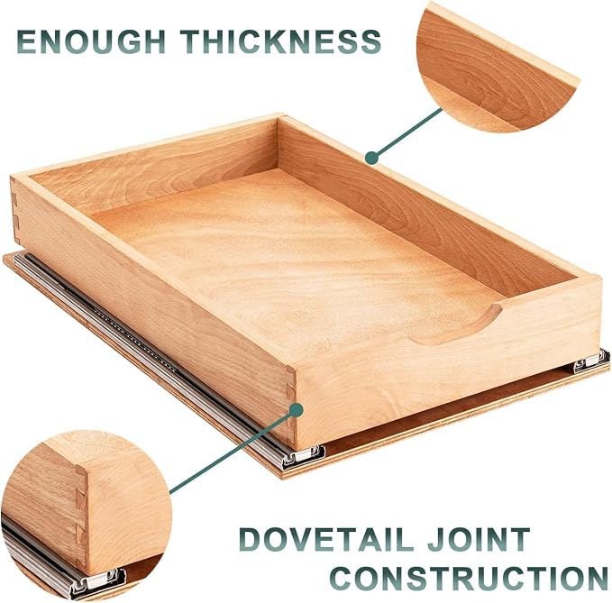 Pull Out Drawers for Kitchen Cabinets, Fully Assembled Wood Cabinet Pull Out Drawer, Pull Out Cabinet Organizer, Fast and Easy DIY Installation, 16”W x 21”D - Image 8