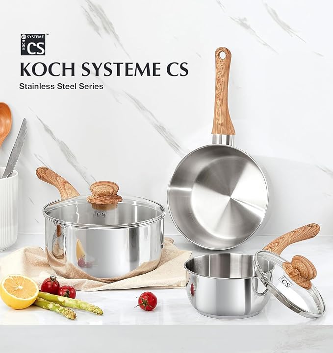 KOCH SYSTEME CS 2 Quart Sauce Pan with Lid, Stainless Steel Saucepan with Heat-resistant Bakelite Handle, Saucepan with Lid, Pot 2QT, Stainless Steel Sauce Pan, Induction Compatible - Image 8