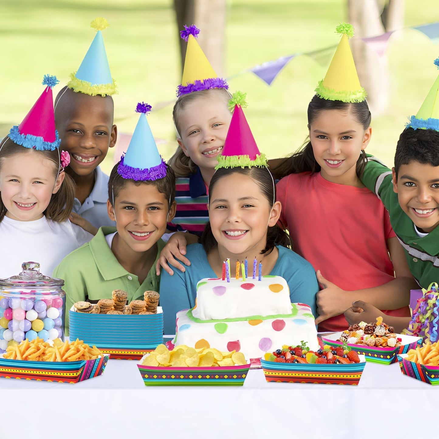 Mexican Taco Nights Food Trays 100Pcs Hispanic Heritage Month Mexican Nacho Popcorn Assembled Trays Snack Candy Holder Disposable Paper Plates Birthday Carnival Party Picnic Food Containers