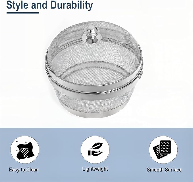 Stainless Steel Fruit Basket with Mesh Lid, Kitchen Countertop Organizer for Fruits & Vegetables, Rust-Proof Breathable Storage Bowl for Produce, Bread & Snacks. (Extra Large) - Image 7