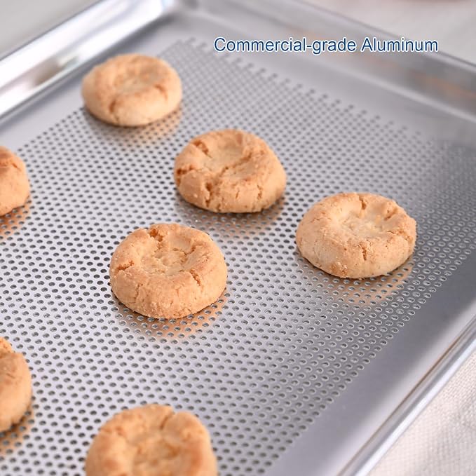 HARDURA Aluminum Perforated Baking Sheet Pan 18"L X 13"W X 1"H, 12Packs | Cookie Sheet, For Oven in Bakery & Restaurant, Kitchen - Image 8