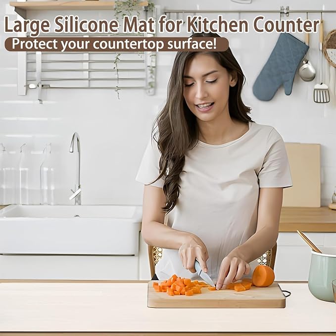 Silicone Mats for Kitchen Counter, 48"x32"(120cmx80cm) Large Heat Resistant Mat Kitchen Island Waterproof Countertop Protector Mat Nons-slip Extra Large Counter Mat, Green - Image 7