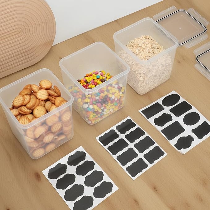 VINATO 2.5L Airtight Food Containers 3 Pieces - Cereal Jars, Flour | BPA Free Storage, with Labels & Measuring Cups - Image 7