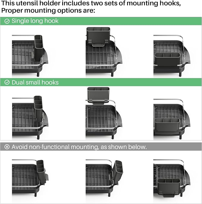 SNTD Expandable Dish Drying Rack for Kitchen Counter, 15.2-22.1 in, Black - Image 9