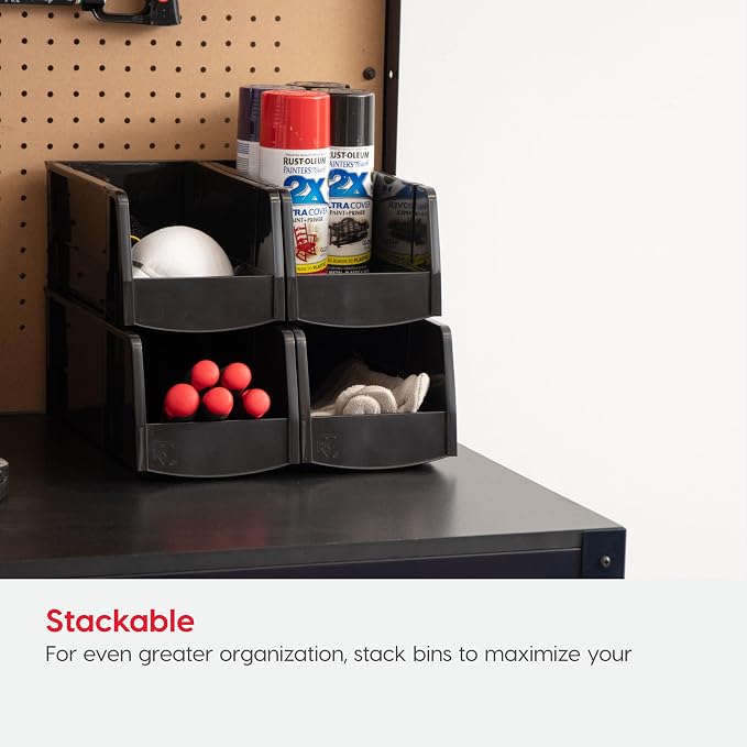 IRIS USA 15-Pack, Extra Small Stackable Storage Bins, Black - Image 7