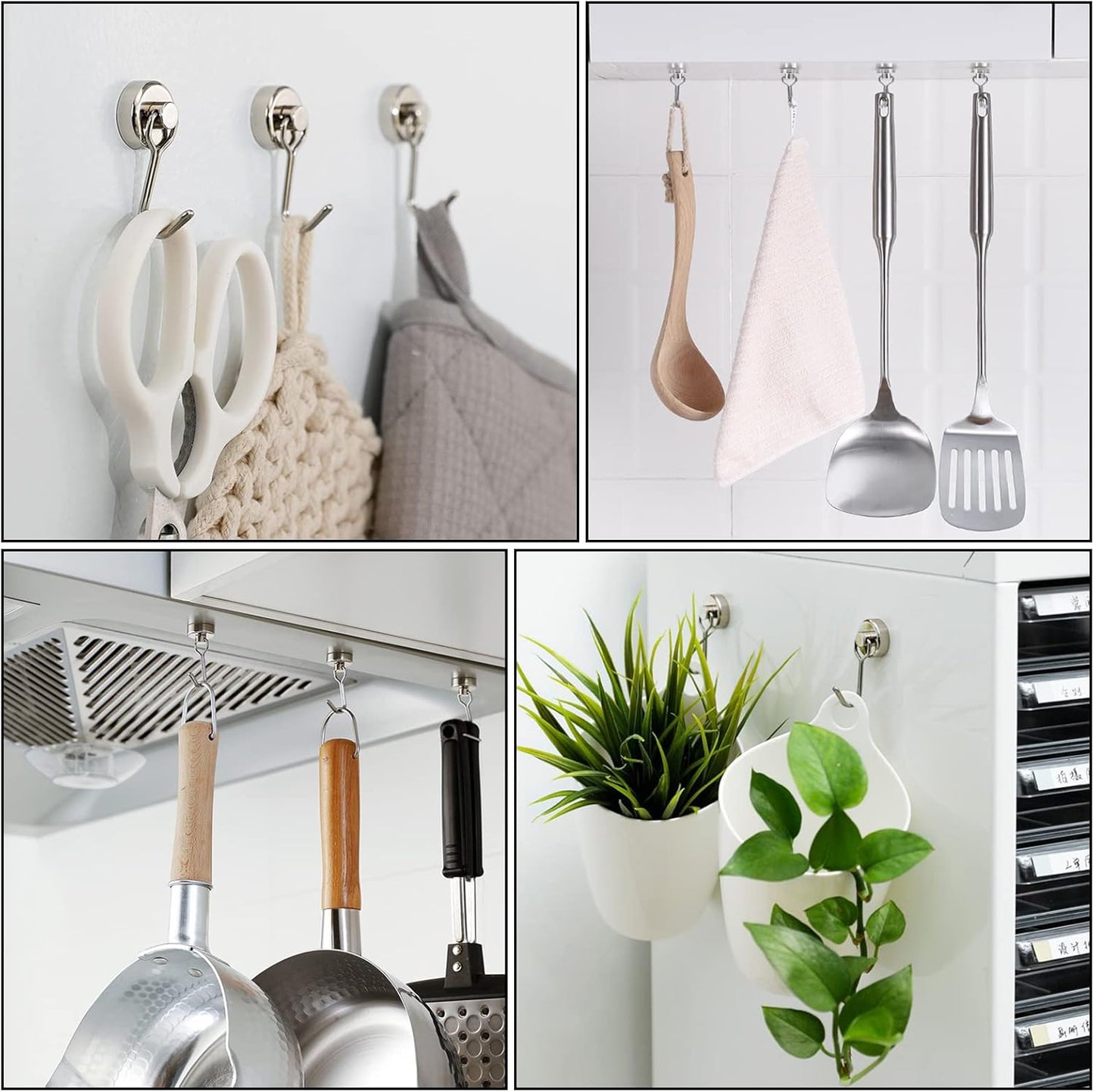 E BAVITE Swivel Swing Magnetic Hooks New Upgraded, 30LB(6pack) Refrigerator Magnet Hook Strong Neodymium Magnets, Perfect for Refrigerator and Other Surfaces,60mm(2.36in) in