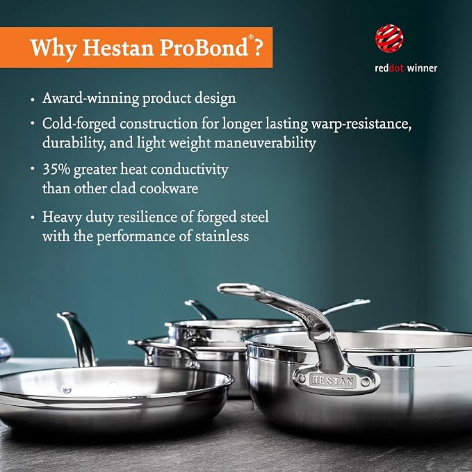 Hestan - ProBond Collection - Professional Clad Stainless Steel 10-Piece Ultimate Cookware Set, Induction Cooktop Compatible - Image 12