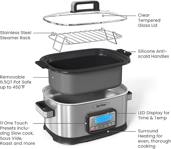 Sunvivi 12-in-1 Programmable Slow Cooker 6.5QT with Timer & Keep Warm - Image 8