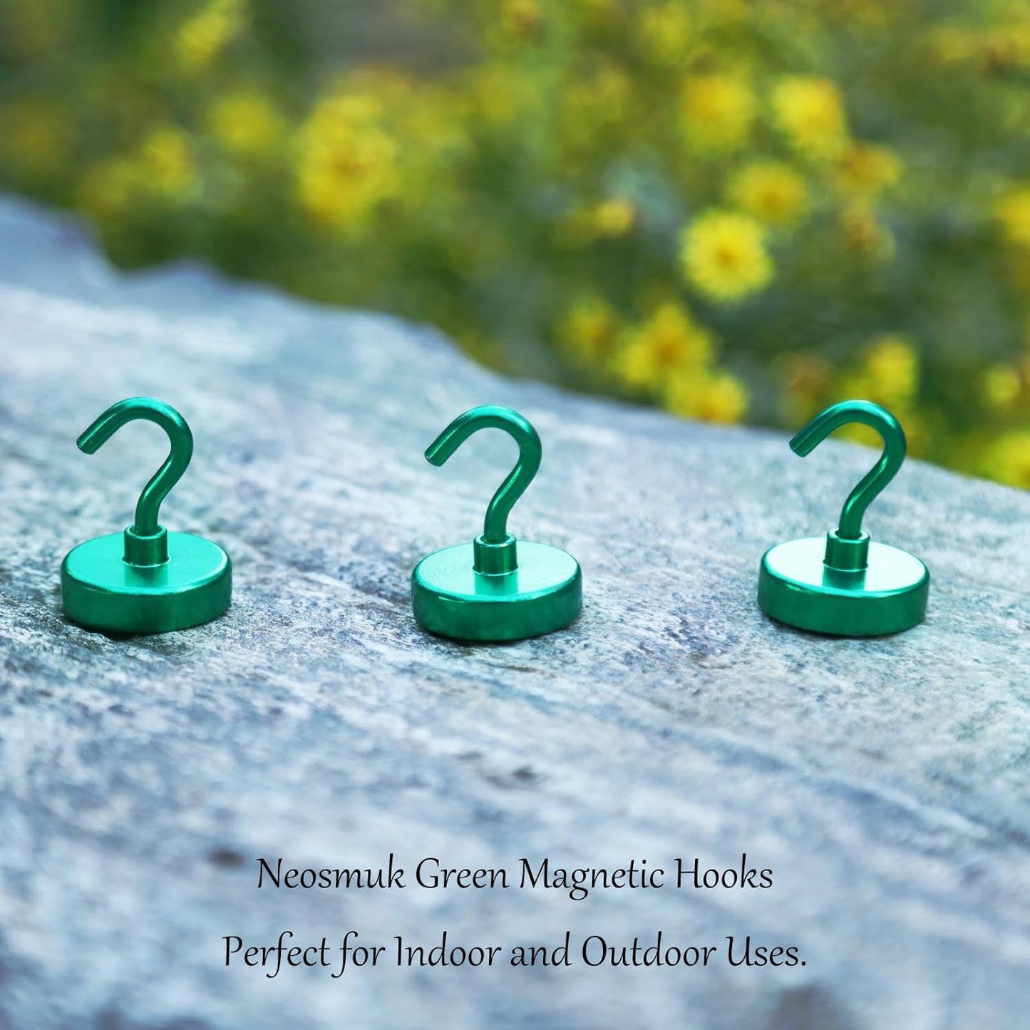 Neosmuk Magnetic Hooks Heavy Duty,Strong Magnet with Hook for Fridge, Super Neodymium Extra Strength Industrial Hooks for Hanging, Magnetic Hanger for Toolbox, Cruise, Grill(Green,10 Pack)