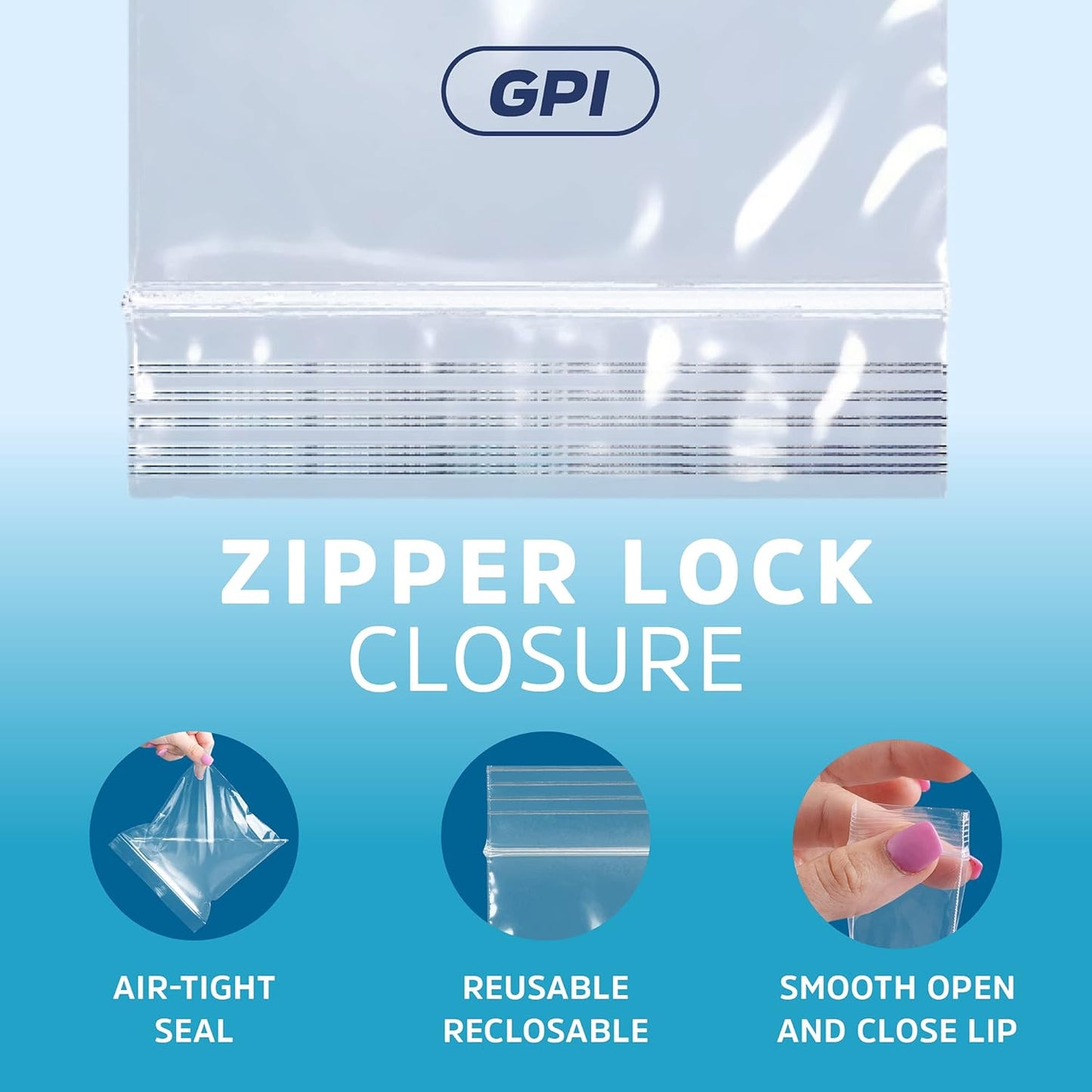 GPI - 9" x 12" - 100 Count, 2 Mil Thick, Clear Reclosable Zip Plastic Poly Bags with Resealable Lock Seal Zipper. for A4 Letter Size Paper, Apparel, Clothing, Food, Household & Office Supplies