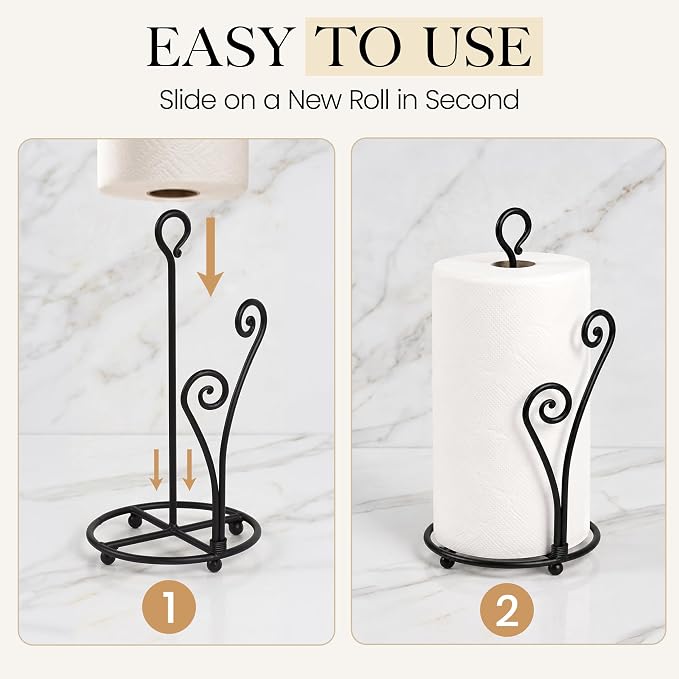 RTZEN Matte Black Paper Towel Holder Non-Slip Base Countertop - Image 9