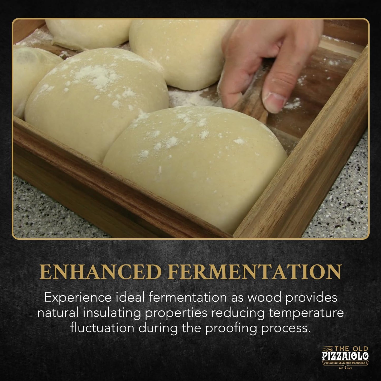 Wooden Pizza Dough Proofing Box w/Lid – 16” x 12” – Made From Natural Acacia Wood – Proofing Container Tray for Home Kitchen with Dough Spatula and Pizza Dough Recipe Book