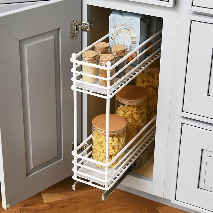 Household Essentials White Steel Artisan Organizer with Plastic Liners, 2-Tier Pull-Out - Image 12