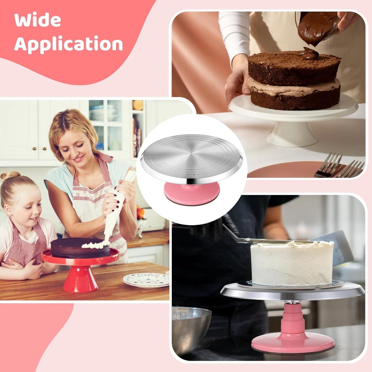 OMISTAR Aluminium Alloy Revolving Cake Stand, 12 in Cake Decorating Turntable, Non-Slip Rotating Platform, Smooth 360° Rotations for Cake Decorating and Baking Parties