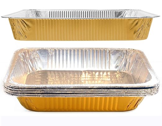 Tiger Chef Full Size Gold Disposable Aluminum Foil Steam Table Baking Pans, 19 5/8in x 11 5/8in x 2 3/16 inches Deep Disposable Chafing Pans 50-Pack - Image 3