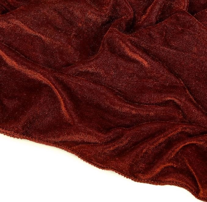 MDS® Pack of 12 | Rust | Velvet Table Runner 20 x 120 Inches 10ft Long Luxurious Soft Romantic Wedding Runners for Party Reception Bridal Shower Birthday Banquets Dinner Table Decoration by MDS