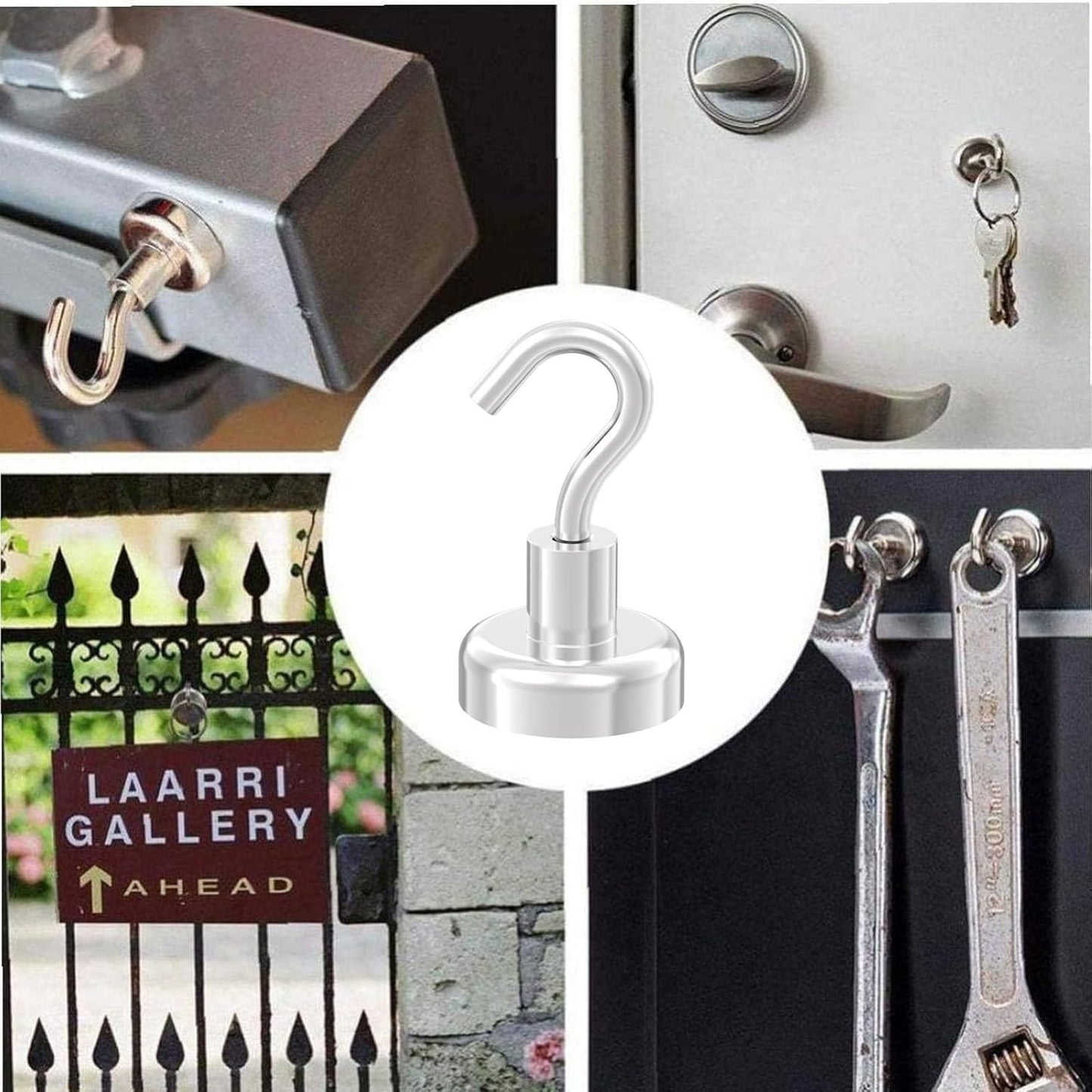 Strong Magnetic Hooks with 1 Inch Dia Magnet Base, 80lbs - 12Pack Heavy Duty Rare Earth Magnet Hook for Refrigerator,Extra Strong Cruise Hook for Hanging, Magnetic Hanger for Cabins, Grill