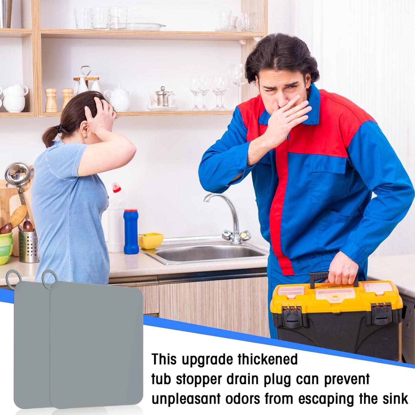 Yinkin 6 Pcs Drain Covers to Keep Bugs Out Silicone Shower Floor Tub Stoppers Bathtub Drain Stoppers Sewer Anti-Odor Mats Deodorizing Plugs for Bathroom(6 x 6 Inch,Square,Grey)