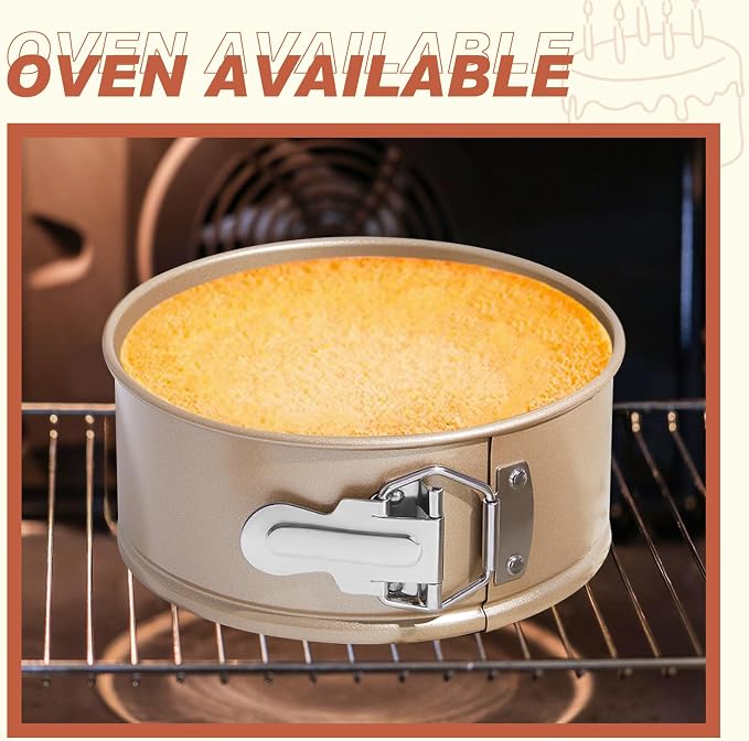 Funnymoom 4 Pcs 6 Inch Non Stick Springform Pan with Removable Bottom Carbon Steel Round Springform Cheesecake Pan with Stainless Steel Spring Buckles for Baking Kitchens Restaurant(Champagne Gold) - Image 7