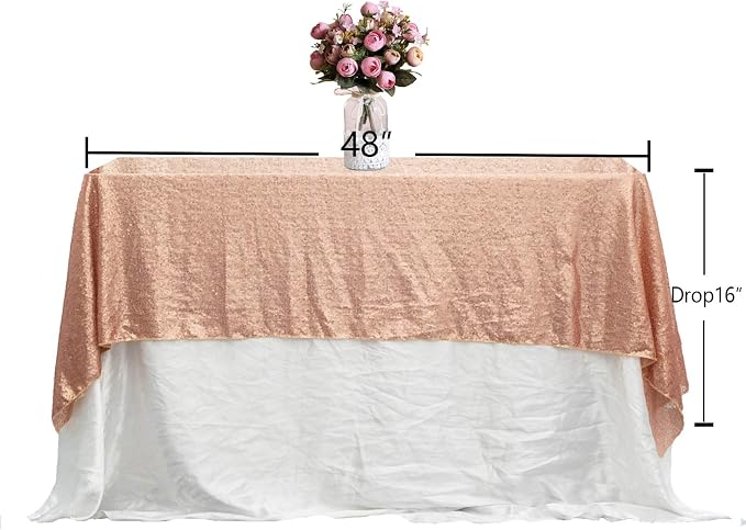 JYFLZQ Rose Gold Sequin Tablecloth Glitter Table Cover 50x80 Inch Rectangle - Image 9