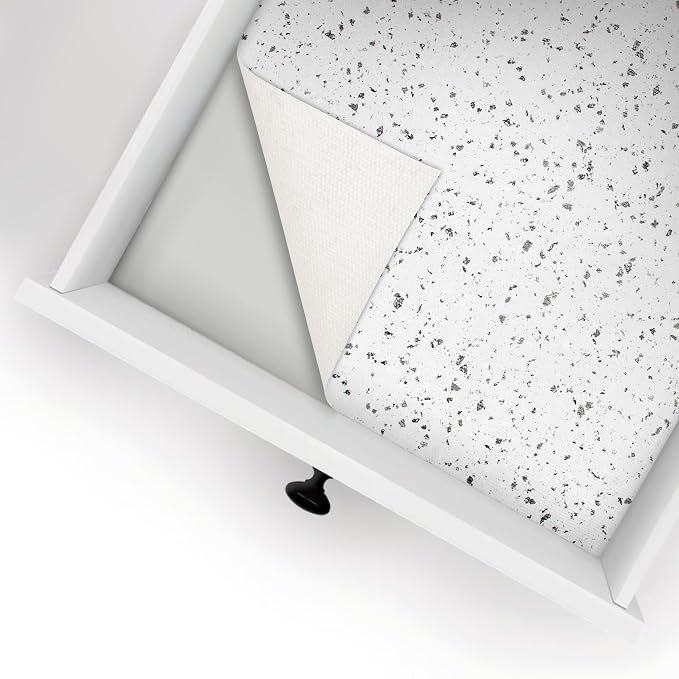 Shelf Liner 12In x 5Ft Trimmable Terrazzo Speckled White(4 Rolls) Non Slip - Image 6