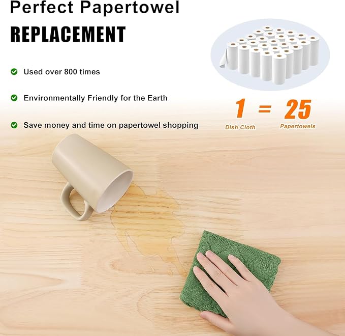 Homaxy 18 Pack Super Soft Absorbent Dish Cloths, 10" x 10", Grass Green - Image 8