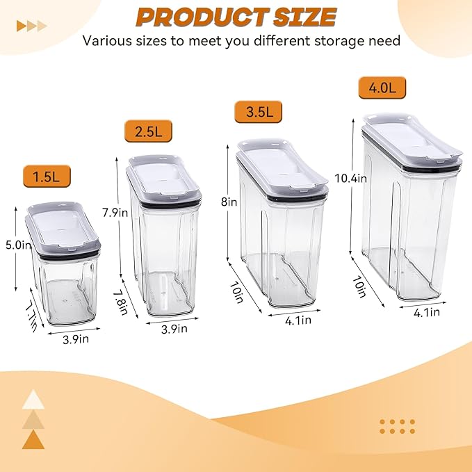Cereal Containers Storage Set, Airtight Food Storage Container with Lid 3.5L,2PCS BPA-FREE Plastic Pantry Organization Canisters for Rice Cereal Flour Sugar Dry Food in Kitchen… - Image 7