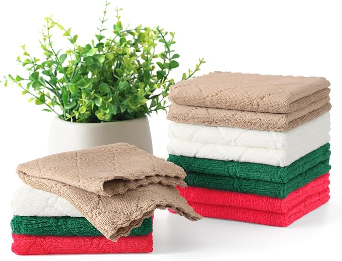 Homaxy 12 Pack Super Soft Absorbent Coral Velvet Dish Cloths, 10" x 10" - Image 8