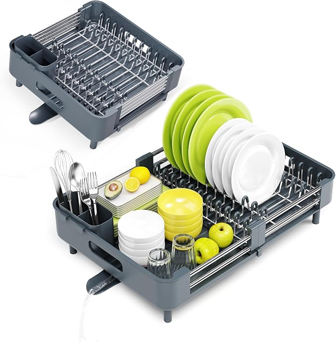 Urackify Extendable Stainless Dish Drying Rack for Kitchen Counter - Image 9